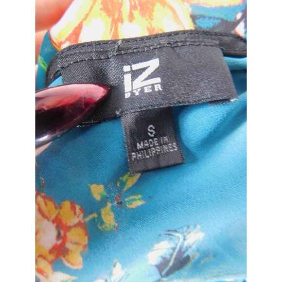 iZ Byer Teal Floral Cami Blouse Spaghetti Strap Boho Witch S - Picture 10 of 12